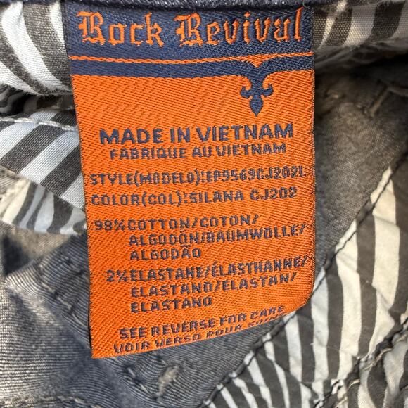 Rock Revival Jeans Women's 25 (2) Dark Blue Silana Embellished Western Bling - Picture 7 of 16